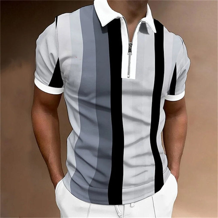 Męska Koszulka Polo w Paski – Dopasowana, Oddychająca, Wygodna, Stylowa, Casualowa, Elegancka, Codzienna
