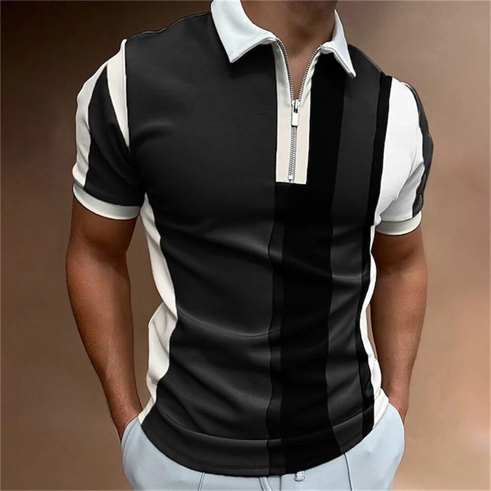 Męska Koszulka Polo w Paski – Dopasowana, Oddychająca, Wygodna, Stylowa, Casualowa, Elegancka, Codzienna