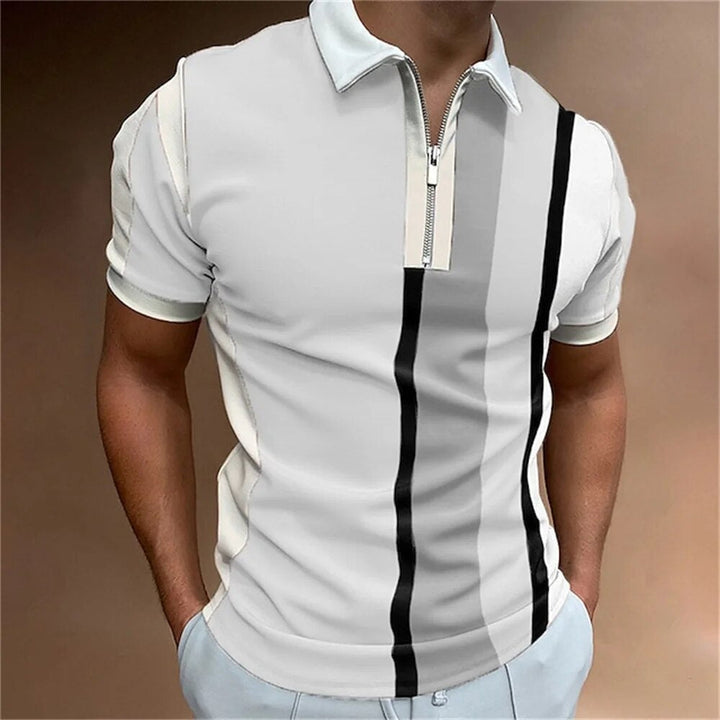 Męska Koszulka Polo w Paski – Dopasowana, Oddychająca, Wygodna, Stylowa, Casualowa, Elegancka, Codzienna