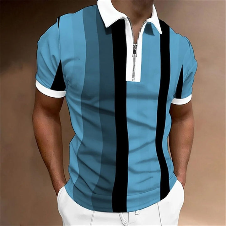 Męska Koszulka Polo w Paski – Dopasowana, Oddychająca, Wygodna, Stylowa, Casualowa, Elegancka, Codzienna