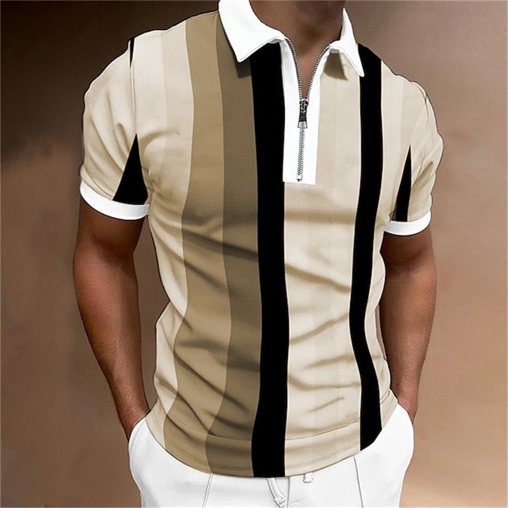 Męska Koszulka Polo w Paski – Dopasowana, Oddychająca, Wygodna, Stylowa, Casualowa, Elegancka, Codzienna