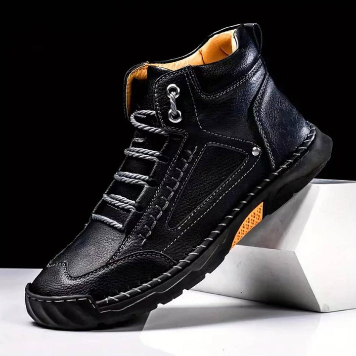Męskie ręcznie szyte wysokie buty outdoorowe na sznurówki