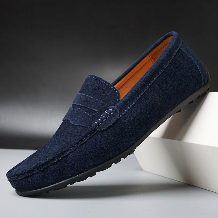 Męskie zamszowe mokasyny typu penny, eleganckie buty casualowe