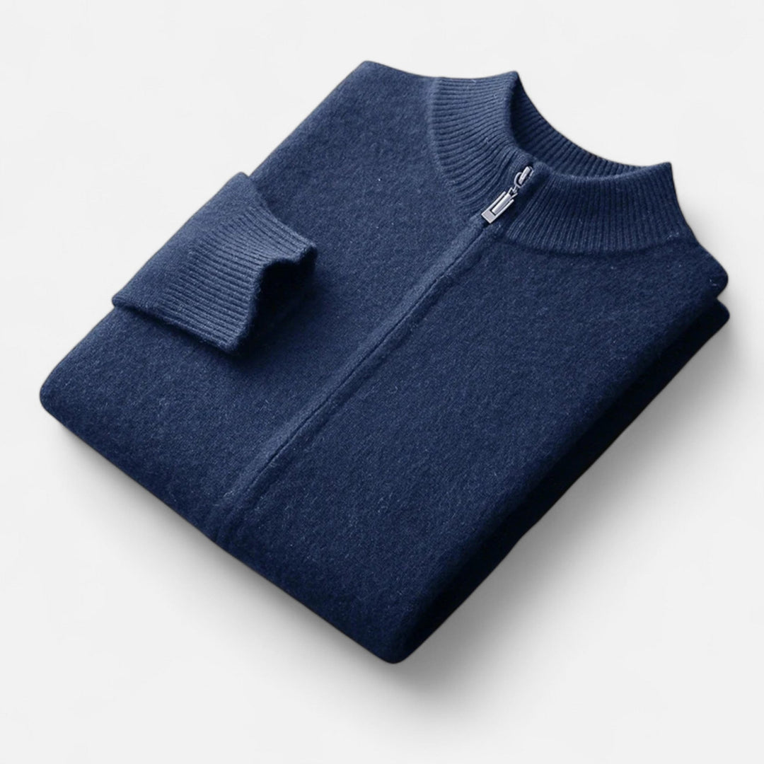 Valmonti | Męski kardigan – Elegancja z zamkiem z wełny merino