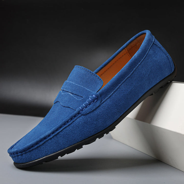 Męskie zamszowe mokasyny typu penny, eleganckie buty casualowe