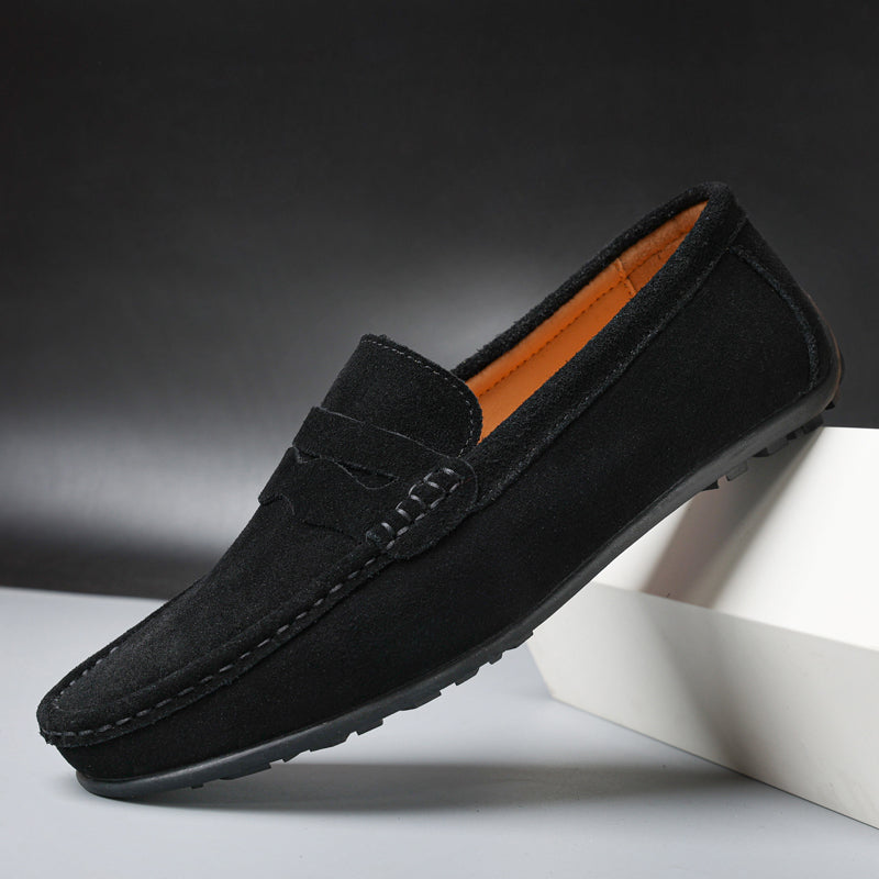 Męskie zamszowe mokasyny typu penny, eleganckie buty casualowe