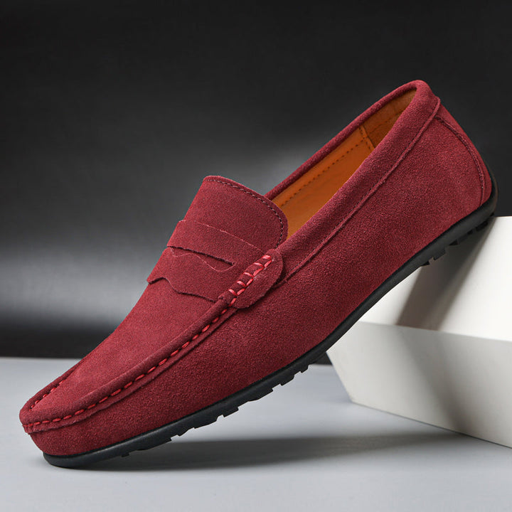 Męskie zamszowe mokasyny typu penny, eleganckie buty casualowe