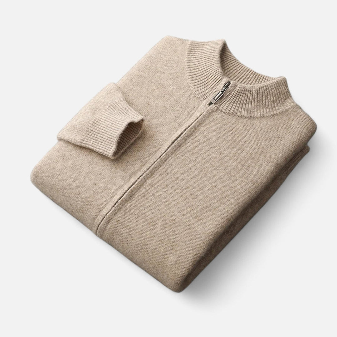Valmonti | Męski kardigan – Elegancja z zamkiem z wełny merino