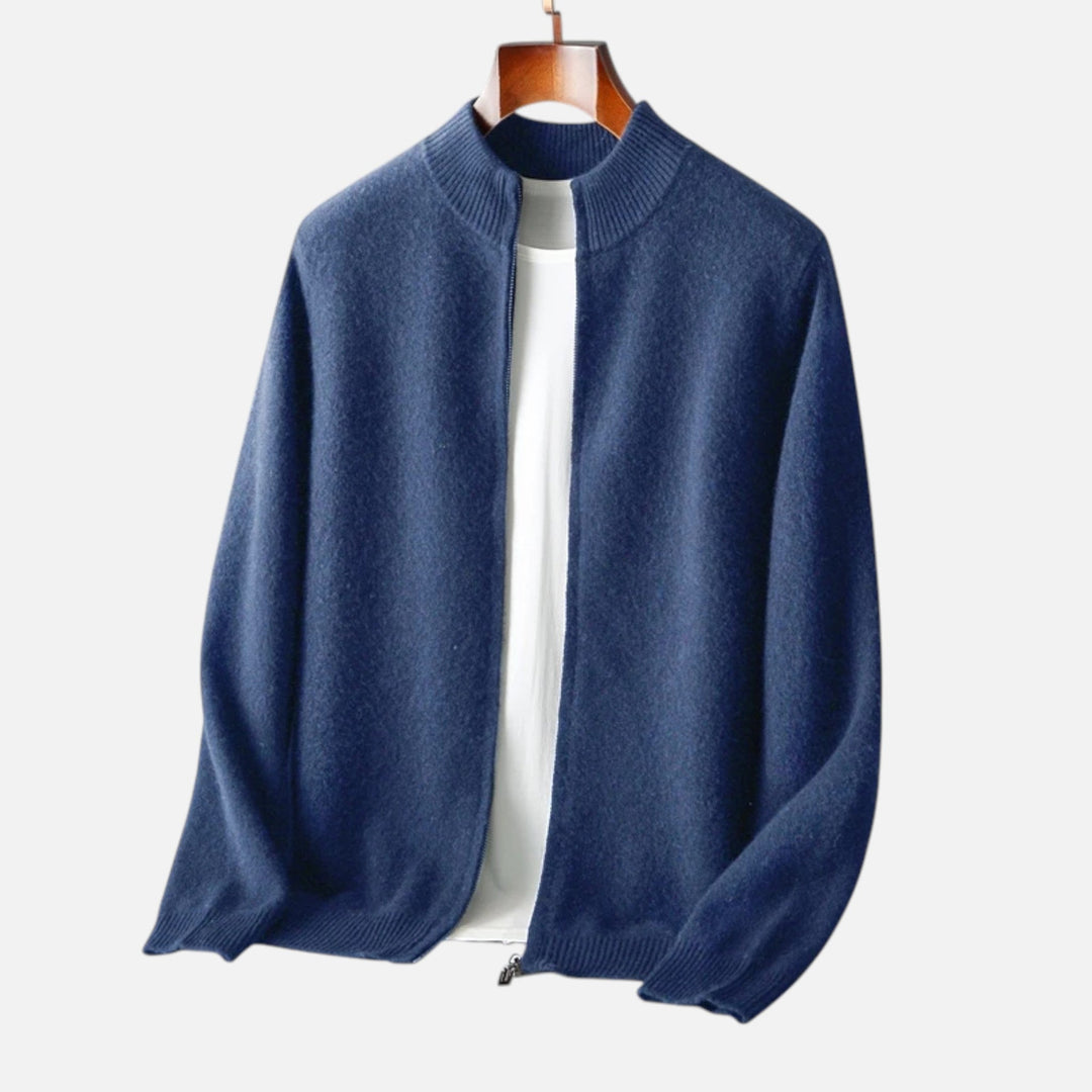 Valmonti | Męski kardigan – Elegancja z zamkiem z wełny merino