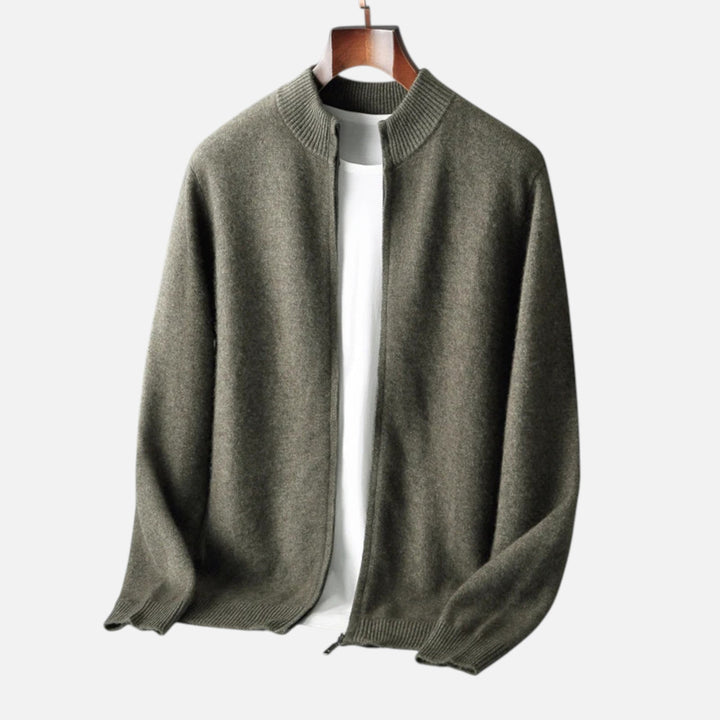 Valmonti | Męski kardigan – Elegancja z zamkiem z wełny merino