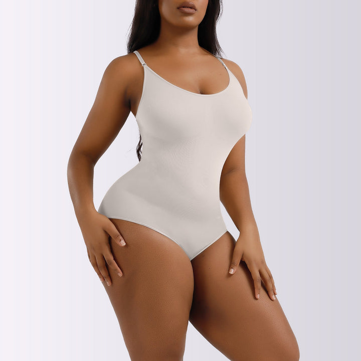 Damski bodysuit modelujący z regulowanymi ramiączkami, gładkie dopasowanie