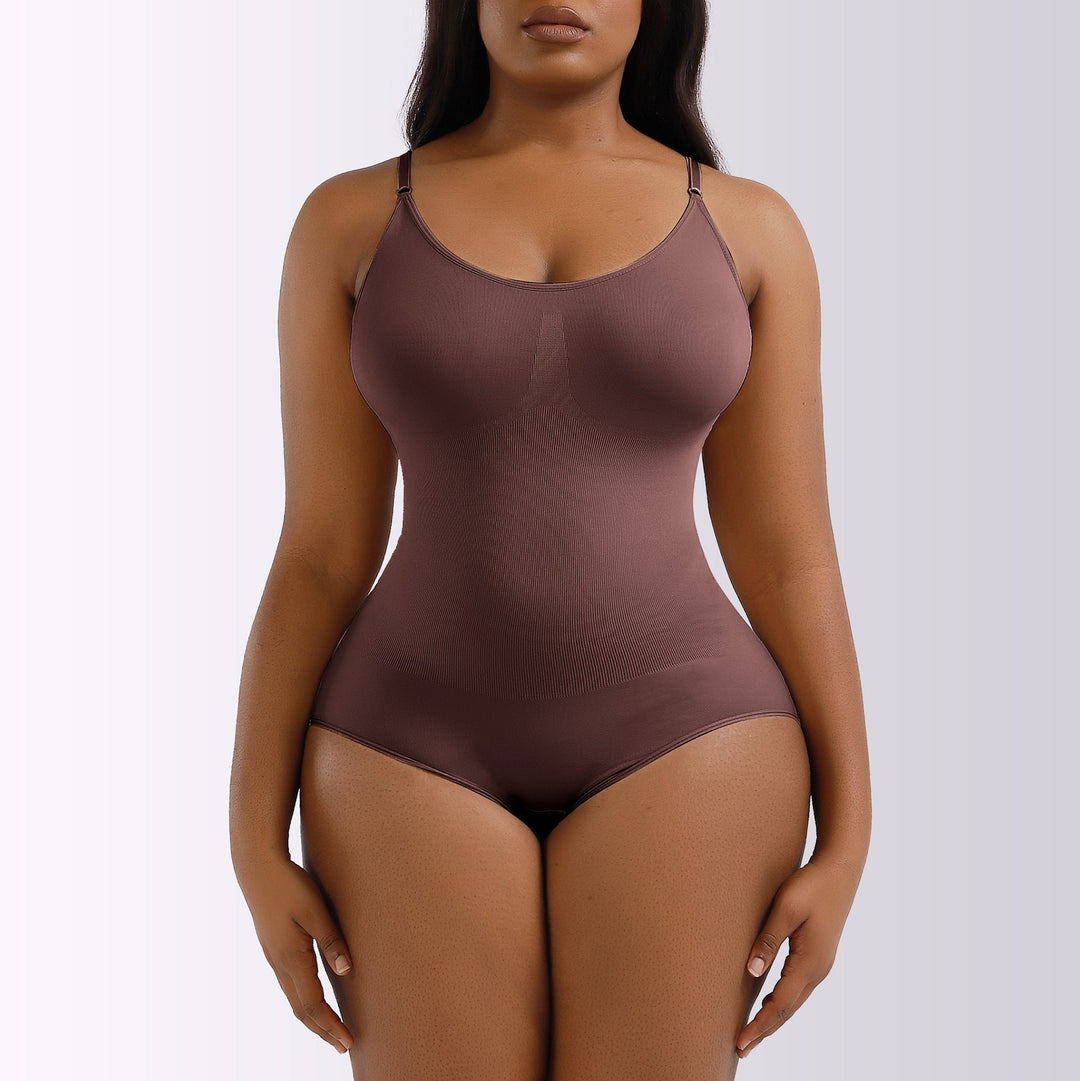 Damski bodysuit modelujący z regulowanymi ramiączkami, gładkie dopasowanie