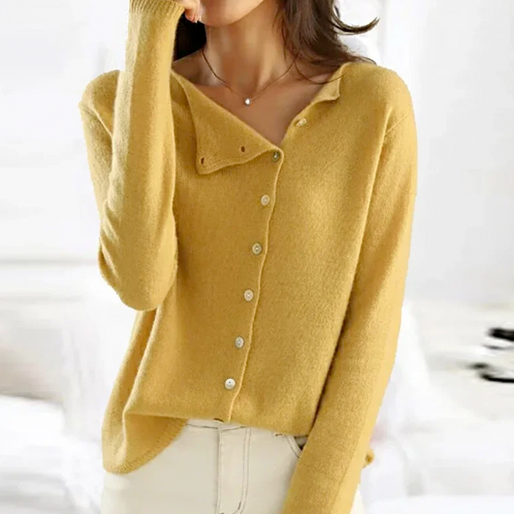 Kardigan damski z guzikami, luźny krój, niezbędny element warstwowy