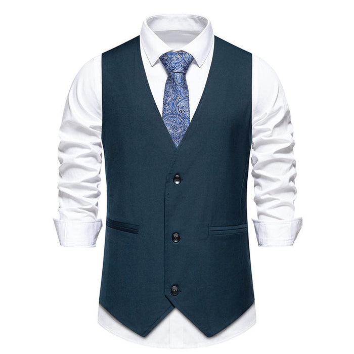 Męska Dopasowana Kamizelka Formalna – Slim-Fit Kamizelka z Guzikami na Wesela, Spotkania Biznesowe i Wydarzenia Wieczorne
