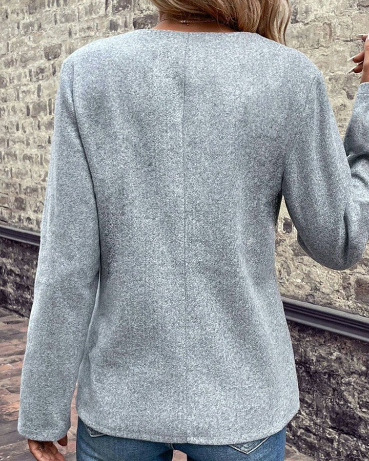 Damski Sweter z Kontrastowym Kolorem, Elegancki Płaszcz Biznesowy na Co Dzień, Długi Rękaw