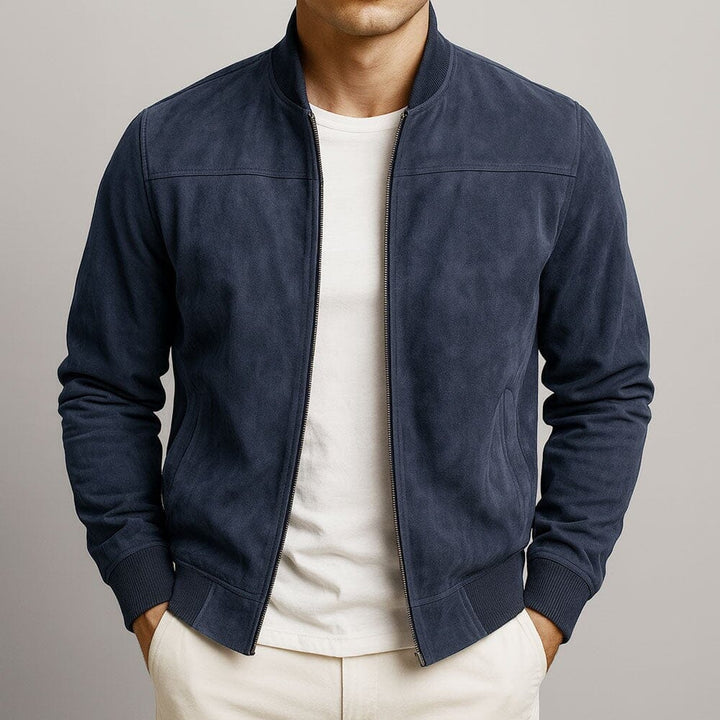 Męska Slim Suede Bomber Jacket – Wyszukana warstwa przejściowa do smart casualowego stylu