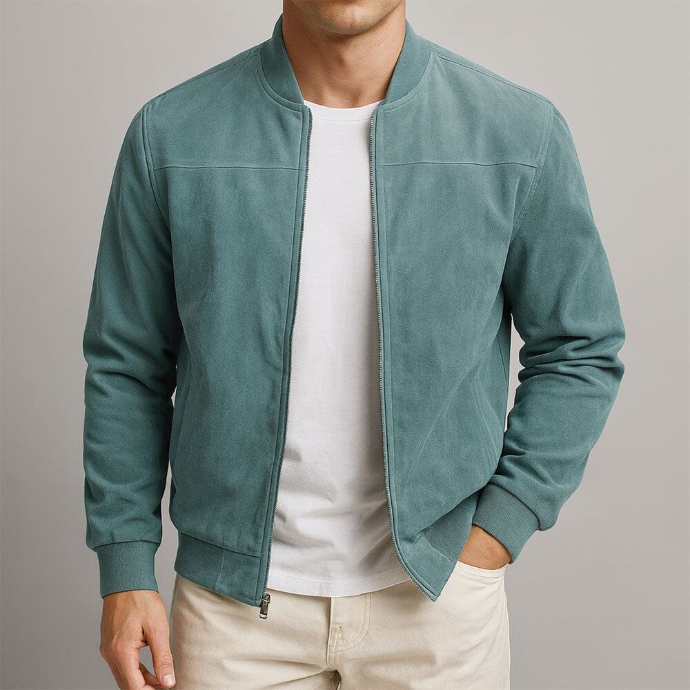 Męska Slim Suede Bomber Jacket – Wyszukana warstwa przejściowa do smart casualowego stylu
