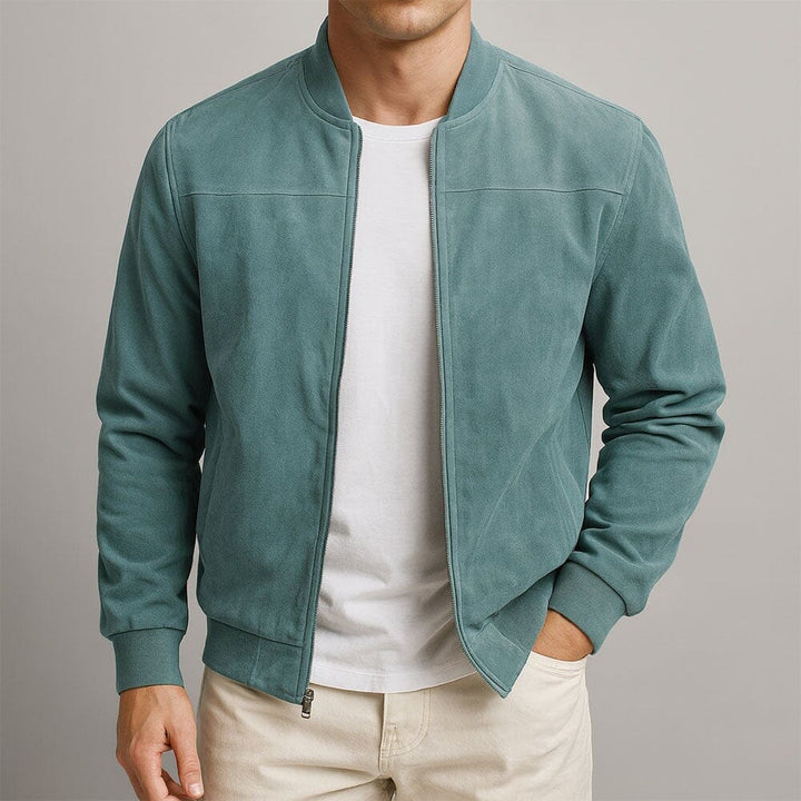 Męska Slim Suede Bomber Jacket – Wyszukana warstwa przejściowa do smart casualowego stylu