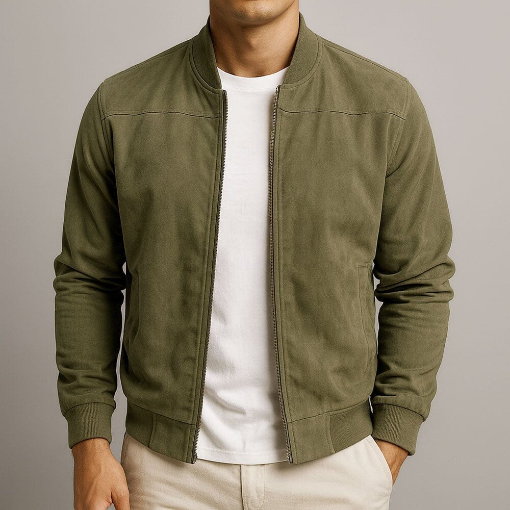 Męska Slim Suede Bomber Jacket – Wyszukana warstwa przejściowa do smart casualowego stylu