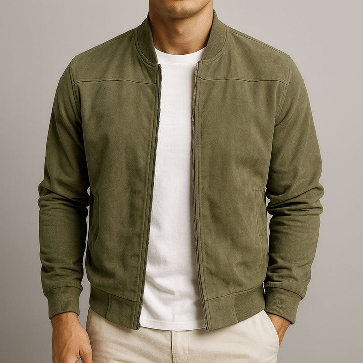 Męska Slim Suede Bomber Jacket – Wyszukana warstwa przejściowa do smart casualowego stylu