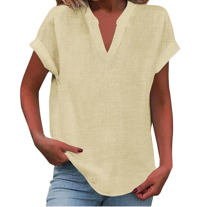 Damska Bluzka V-Neck w Stylu Luźnym – Lekki Top na Wiosnę i Lato do Codziennego Noszenia