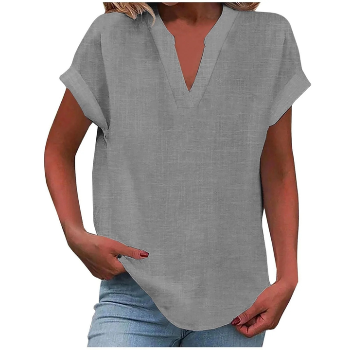 Damska Bluzka V-Neck w Stylu Luźnym – Lekki Top na Wiosnę i Lato do Codziennego Noszenia