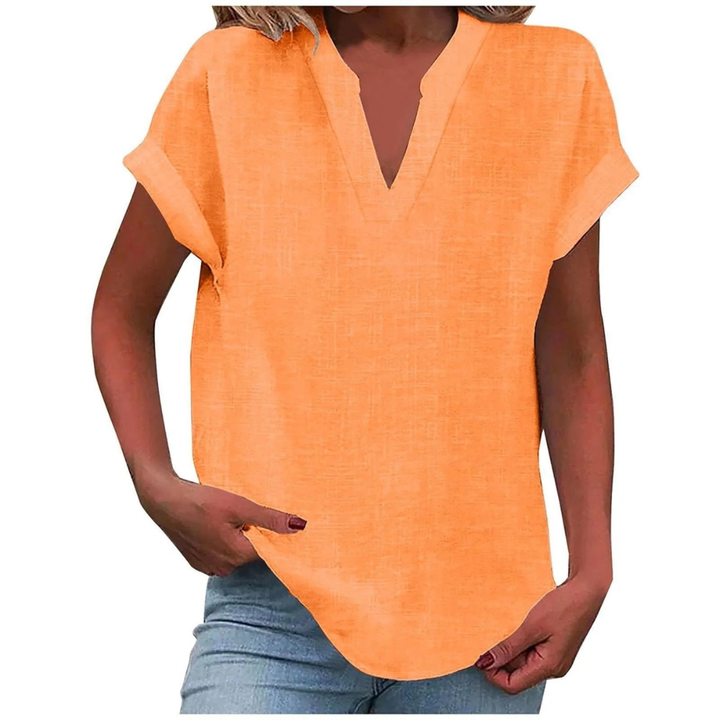 Damska Bluzka V-Neck w Stylu Luźnym – Lekki Top na Wiosnę i Lato do Codziennego Noszenia