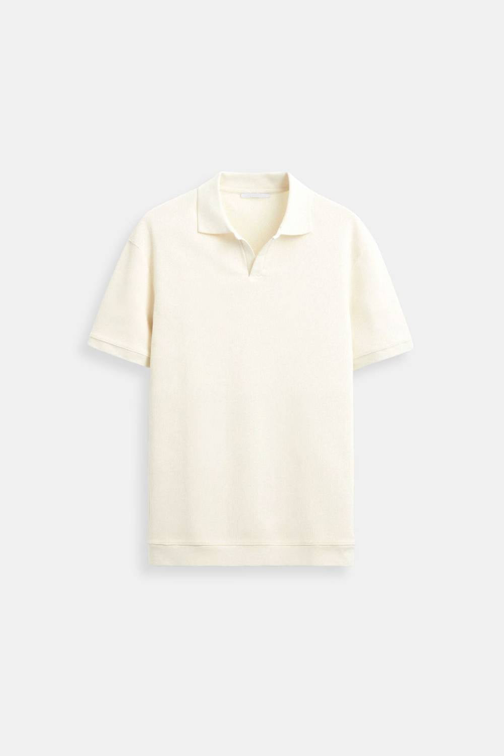 Męska Strukturalna Koszulka Polo Klasyczna Krótki Rękaw V-Neck Regular Fit Elegancka Codzienna Odzież