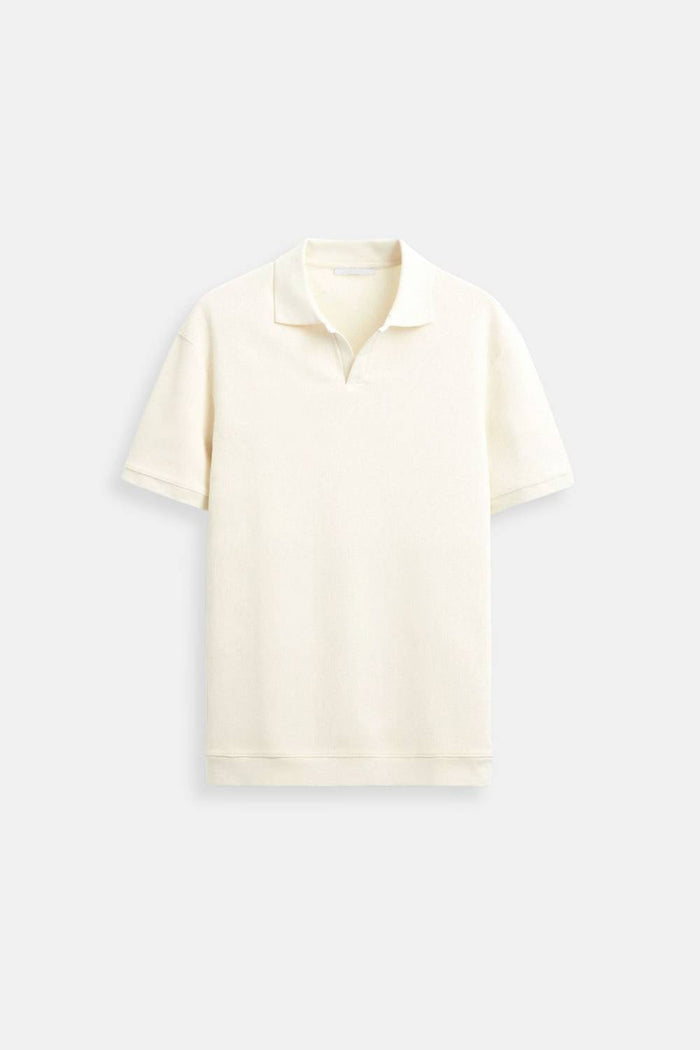 Męska Strukturalna Koszulka Polo Klasyczna Krótki Rękaw V-Neck Regular Fit Elegancka Codzienna Odzież