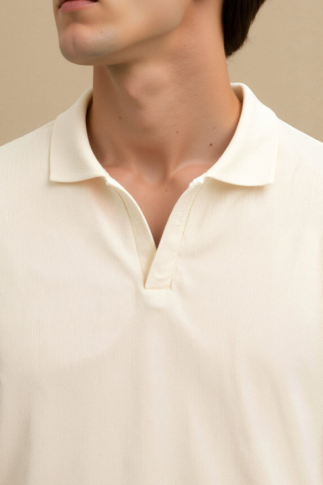 Męska Strukturalna Koszulka Polo Klasyczna Krótki Rękaw V-Neck Regular Fit Elegancka Codzienna Odzież