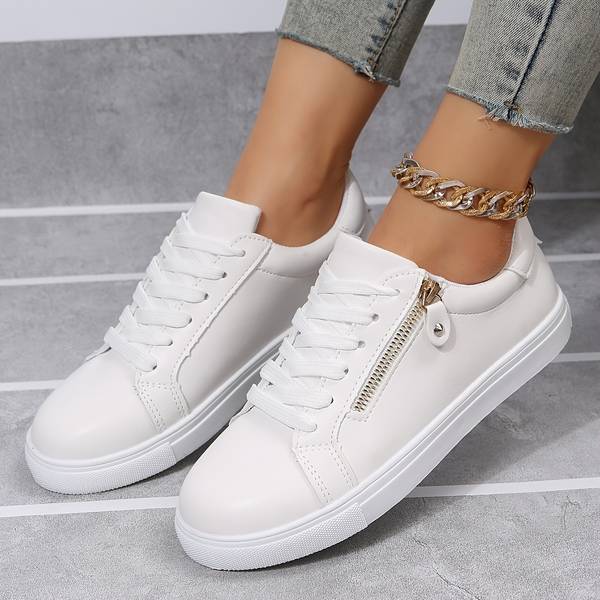Damskie Sneakersy ze Złotym Zamkiem Błyskawicznym