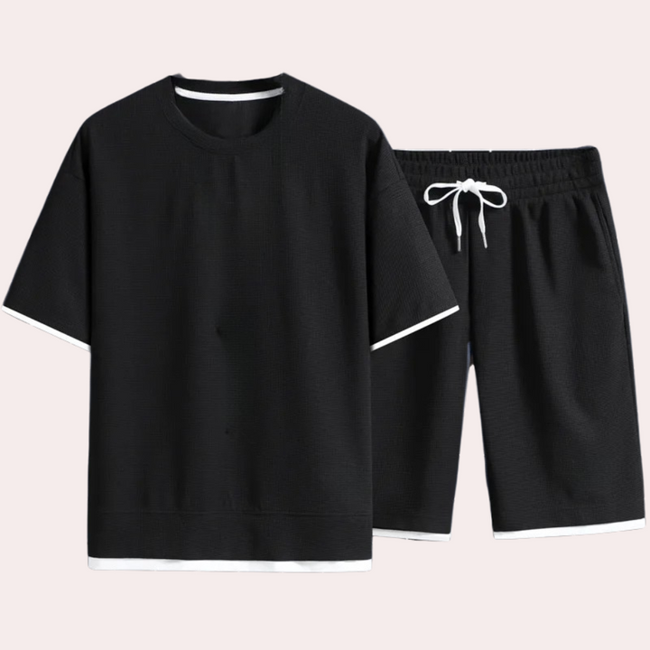 Męski Dwuczęściowy Zestaw Lounge Minimalistyczny T-Shirt i Szorty