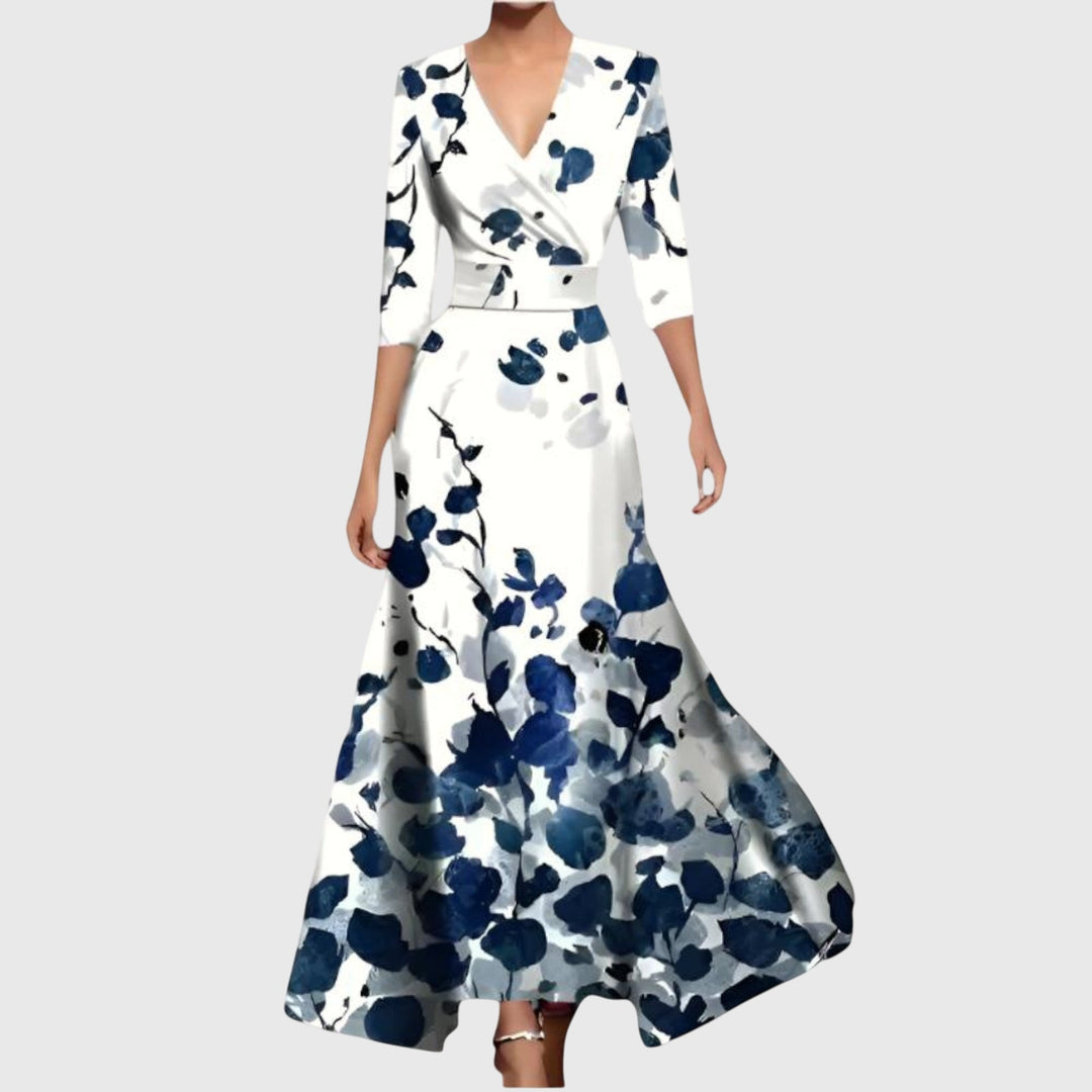 Damska Kwiatowa Sukienka Maxi z Zawiązaniem Elegancki Styl na Okazje