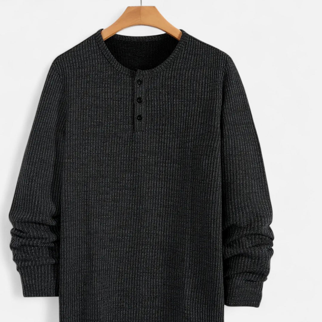 Valmonti | Męski sweter Henley z dzianiny w warkocze