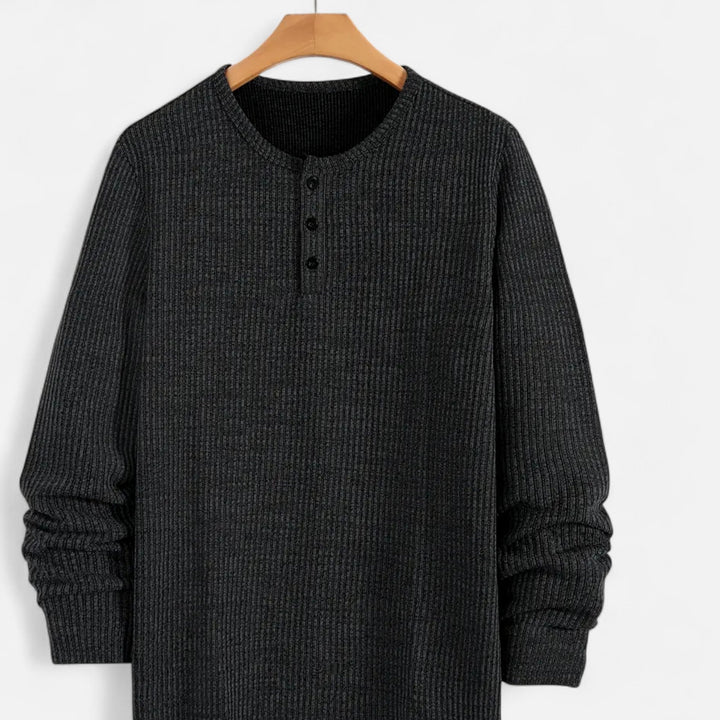 Valmonti | Męski sweter Henley z dzianiny w warkocze