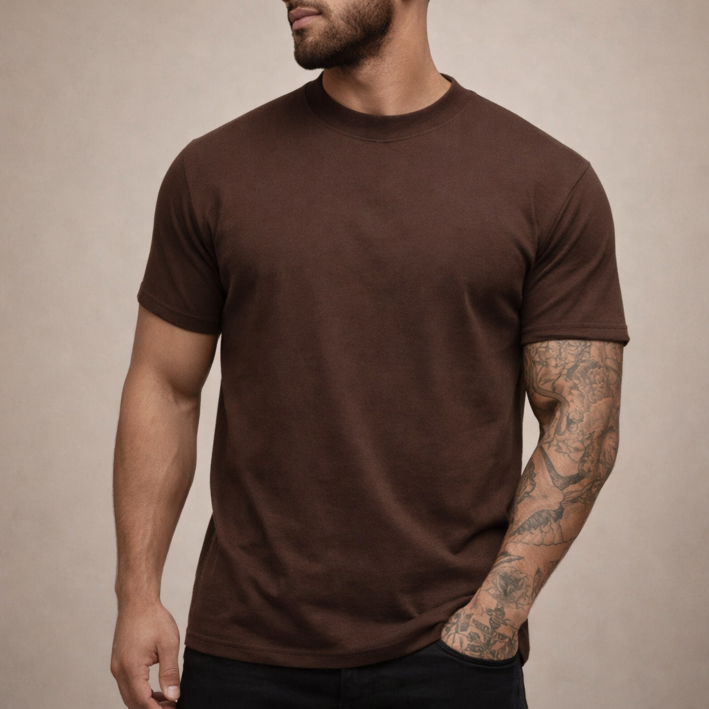 Męska koszulka bawełniana o slim fit z okrągłym dekoltem