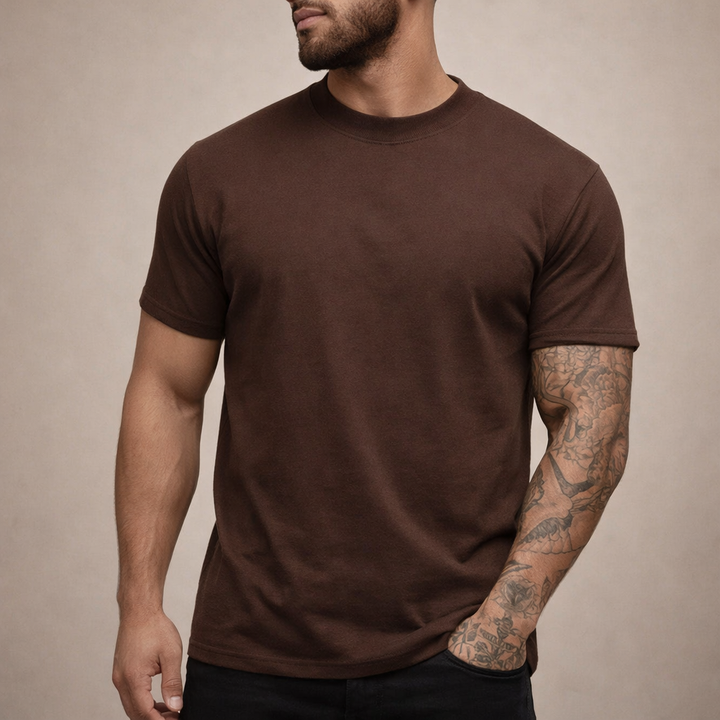Męska koszulka bawełniana o slim fit z okrągłym dekoltem