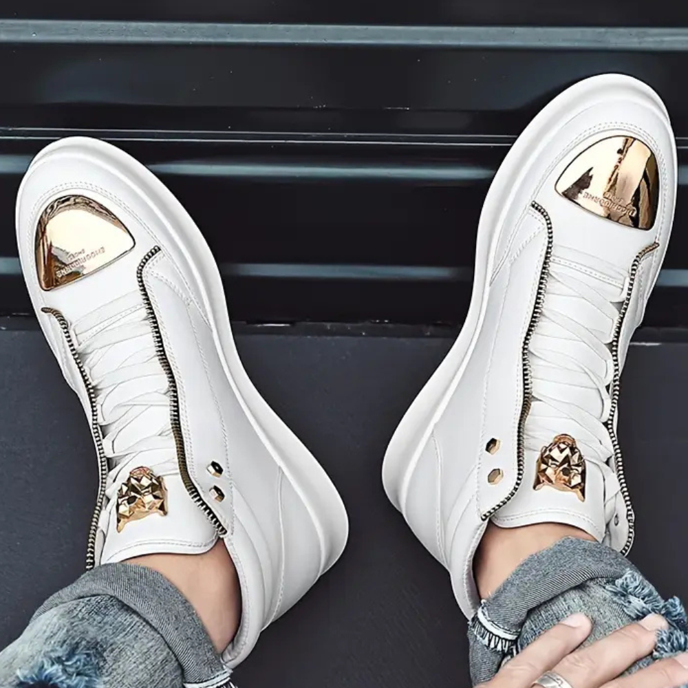 Męskie Sneakersy Wysokie z Metalowym Noskiem, Streetwearowe Trampki