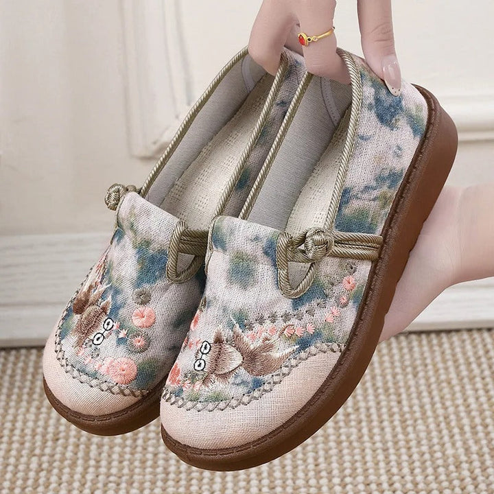 Damskie Slip-On Mokasyny z Wzorem – Wygodne Płaskie Buty do Pracy i na Weekend