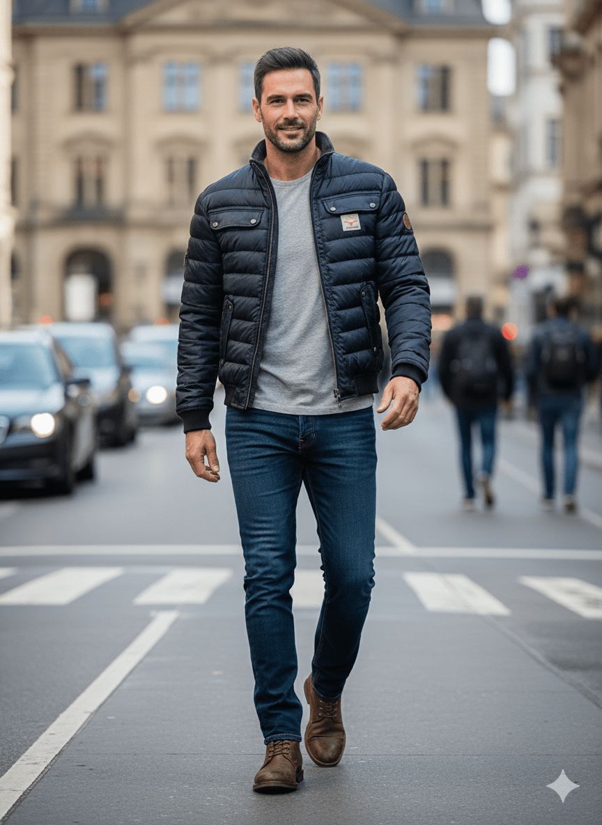Męska pikowana kurtka miejska – Lekka warstwa ocieplająca do smart casual