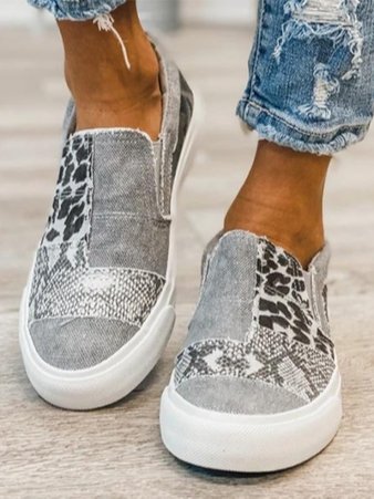 Damskie Sneakersy Slip-On w Stylu Patchwork – Niskie Buty na Co Dzień