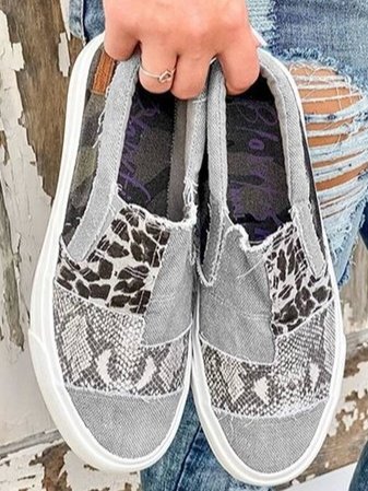 Damskie Sneakersy Slip-On w Stylu Patchwork – Niskie Buty na Co Dzień