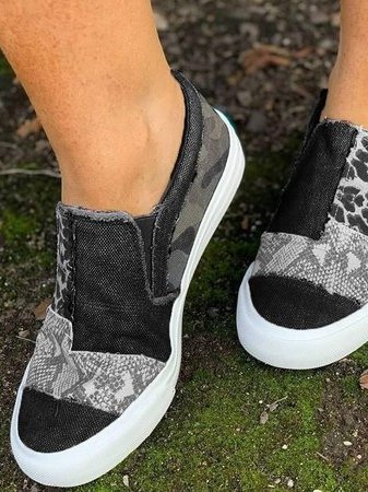Damskie Sneakersy Slip-On w Stylu Patchwork – Niskie Buty na Co Dzień