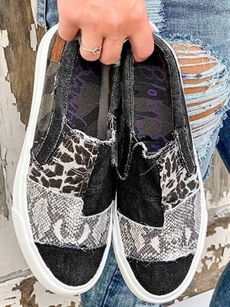 Damskie Sneakersy Slip-On w Stylu Patchwork – Niskie Buty na Co Dzień
