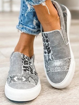 Damskie Sneakersy Slip-On w Stylu Patchwork – Niskie Buty na Co Dzień