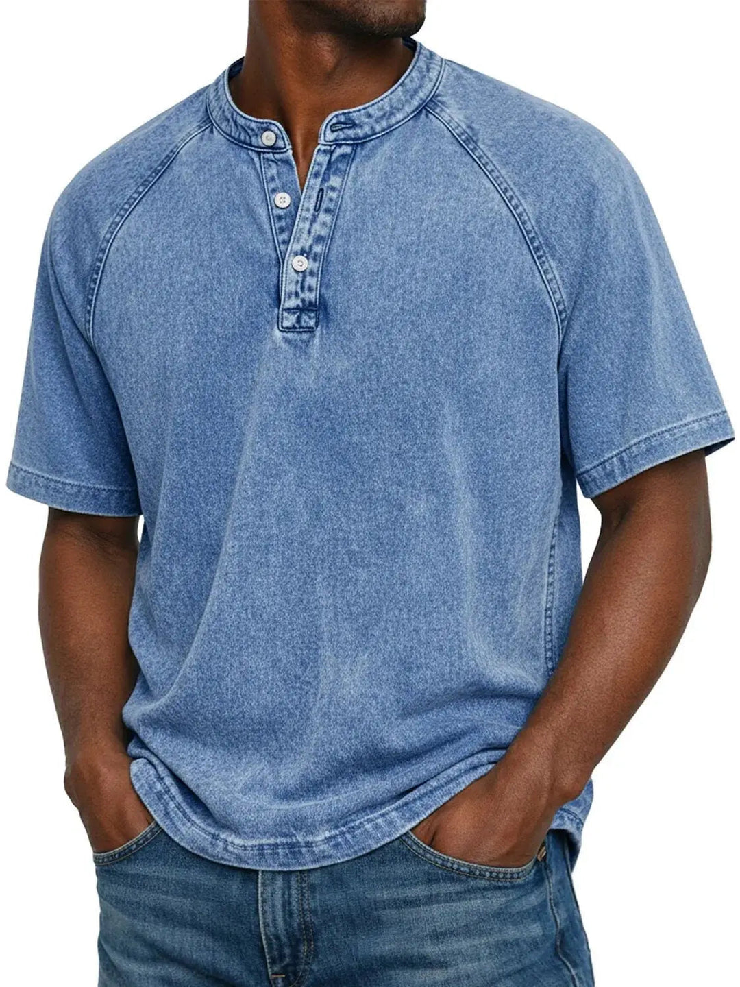Męska Prana Koszulka Henley Krótki Rękaw Casual