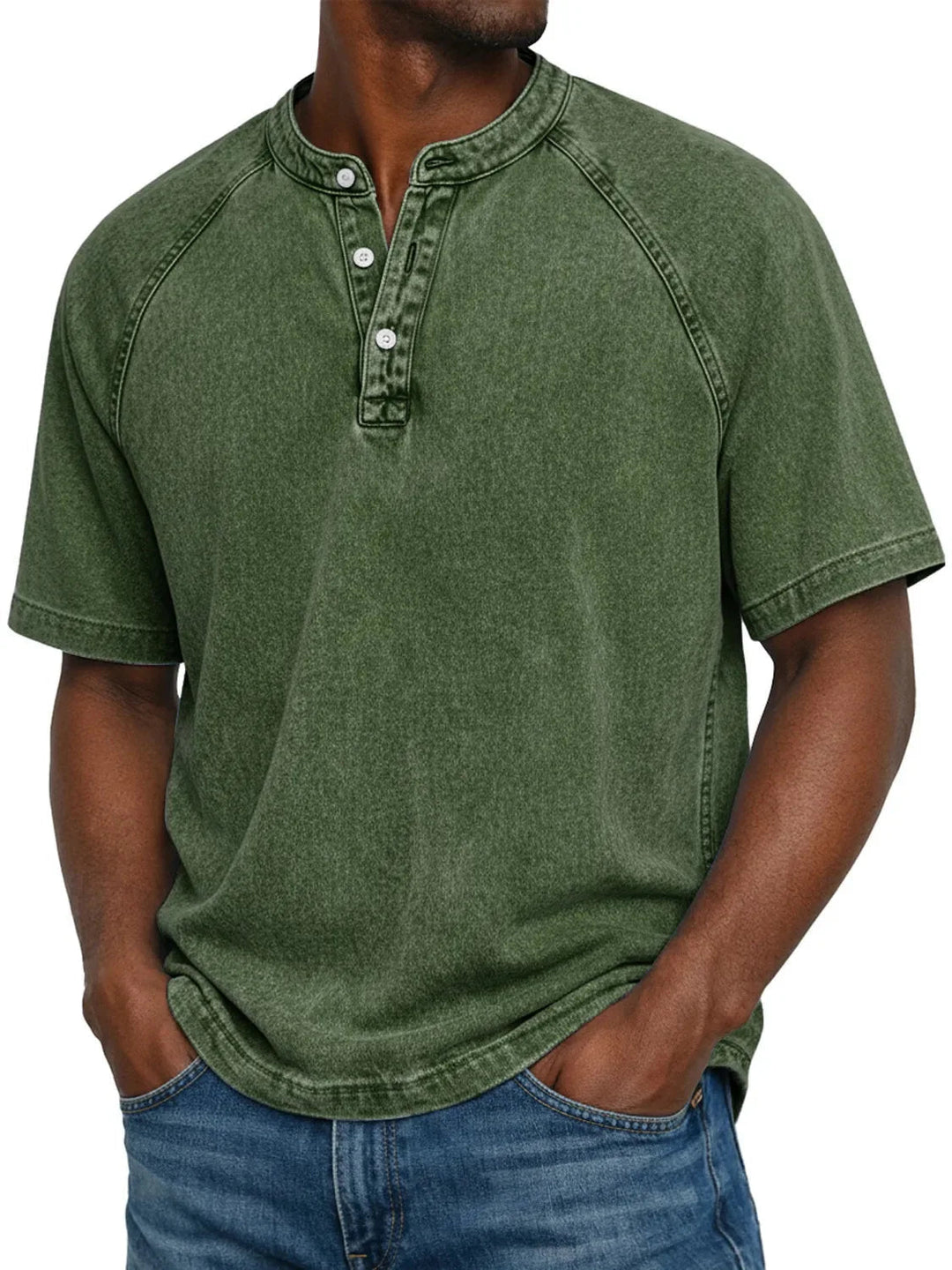 Męska Prana Koszulka Henley Krótki Rękaw Casual