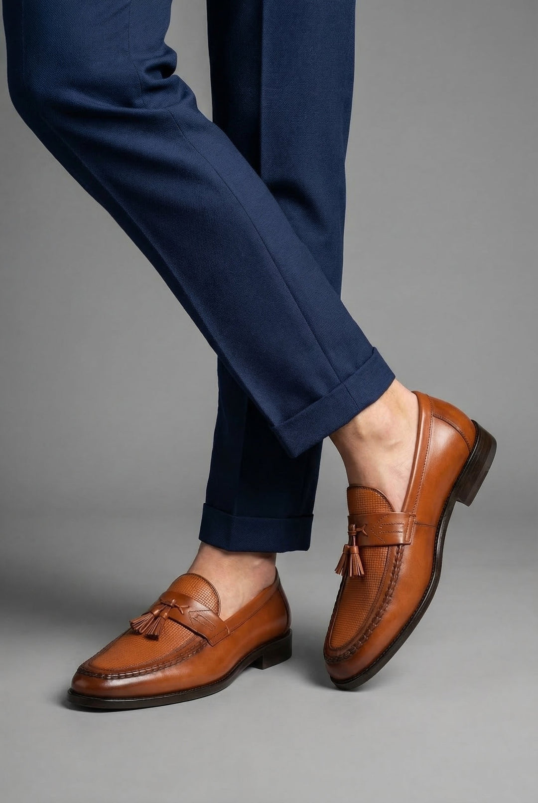 Męskie Tkane Skórzane Mokasyny z Frędzlami – Wygodne Buty Slip-On do Biura i Smart Casual