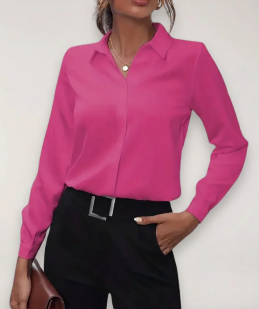 Dopasowana bluzka z guzikami dla kobiet – Lekka wiosenna koszula biurowa do smart casual