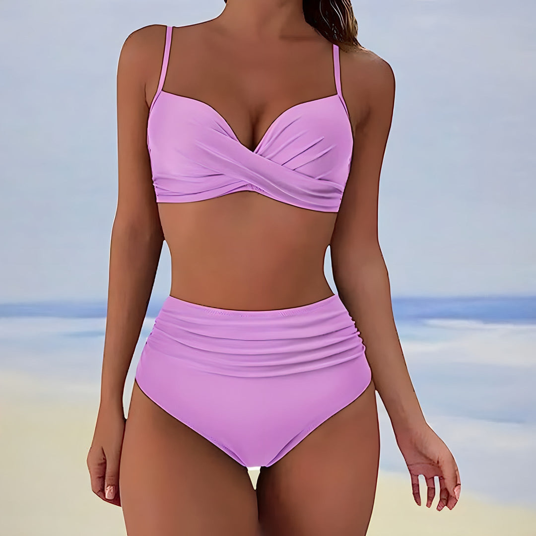 Kobiece bikini z wysokim stanem, skręcanym przodem, dwuczęściowy zestaw